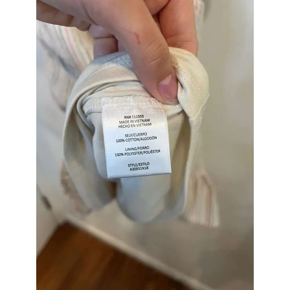 As U Wish Boho Striped Mini Dress Ruffle Sleeve Cottagecore Cotton Summer Large - Picture 4 of 4